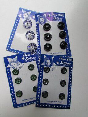 Vintage Prevue Movie Star Button Packets Gail Storm Jane Wyatt Cathy Downs